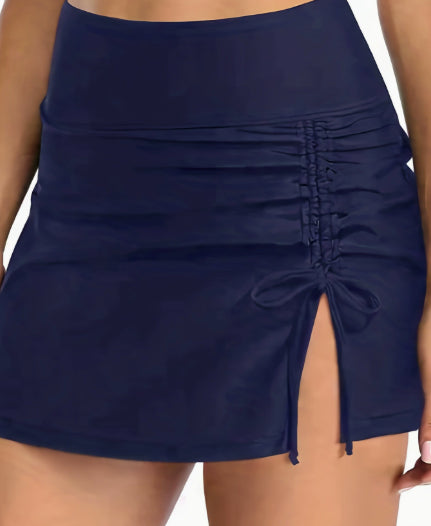 Women's High-Waist Side Tie Swim Skirt with Built-In Briefs - KaleaBoutique.com
