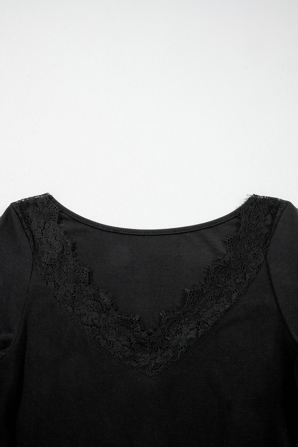 KaleaBoutique Stylish Beautiful Lace Trim Elegant Neckline Long Sleeve Slim Top - KaleaBoutique.com