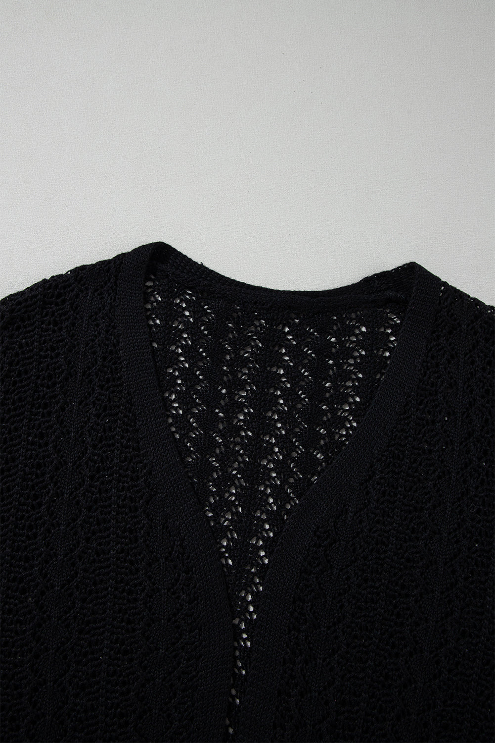 Hollow Out Knit Drop Shoulder Open Front Cardigan - KaleaBoutique.com
