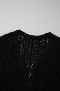 Hollow Out Knit Drop Shoulder Open Front Cardigan - KaleaBoutique.com