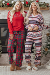 KaleaBoutique Comfortable Retro Christmas Pattern Loose Pullover 2pcs Lounge Pant Set - KaleaBoutique.com