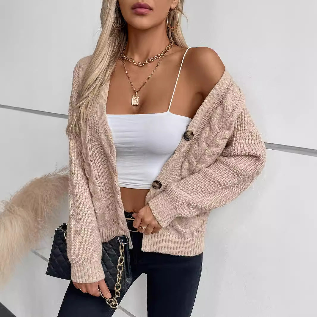 Women's Cable-Knit V-Neck Button-Front Cardigan - KaleaBoutique.com
