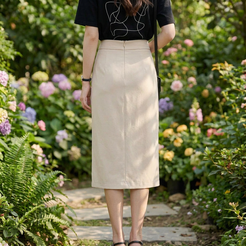 Women's High-Waist Ruched Asymmetric Midi Skirt - KaleaBoutique.com