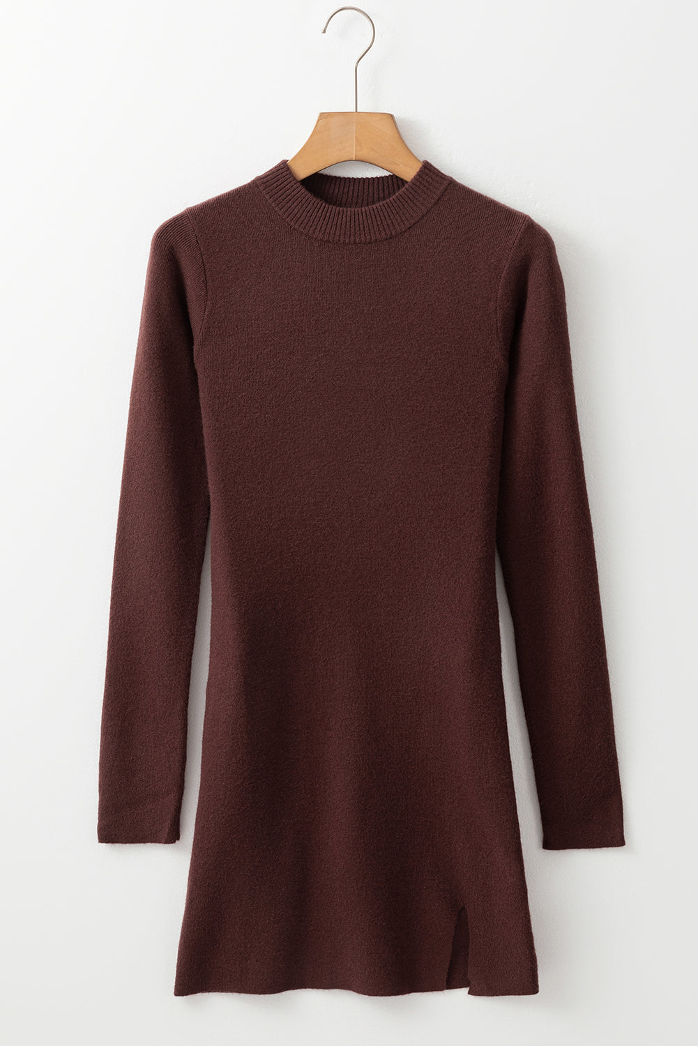 KaleaBoutique Stylish Slim Fit Mock Neck Side Slit Sweater Dress - KaleaBoutique.com