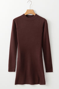 KaleaBoutique Stylish Slim Fit Mock Neck Side Slit Sweater Dress - KaleaBoutique.com