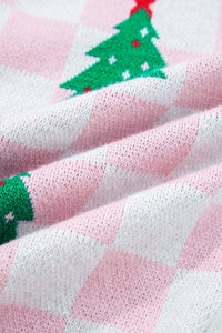KaleaBoutique Comfortable Checkered Christmas Tree Pattern Button V Neck Cardigan Sweater - KaleaBoutique.com