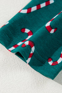 KaleaBoutique Stylish Christmas Candy Cane Printed Top and Pants Lounge Set - KaleaBoutique.com