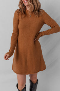 KaleaBoutique Stylish Ribbed Detail Solid Color Mini Sweater Dress - KaleaBoutique.com
