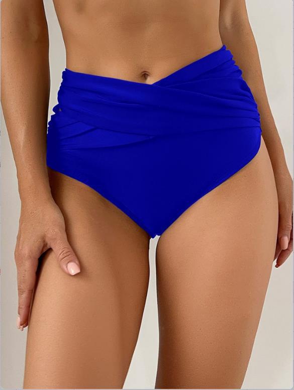 Women's High-Waist Ruched Crossover Swim Briefs - KaleaBoutique.com