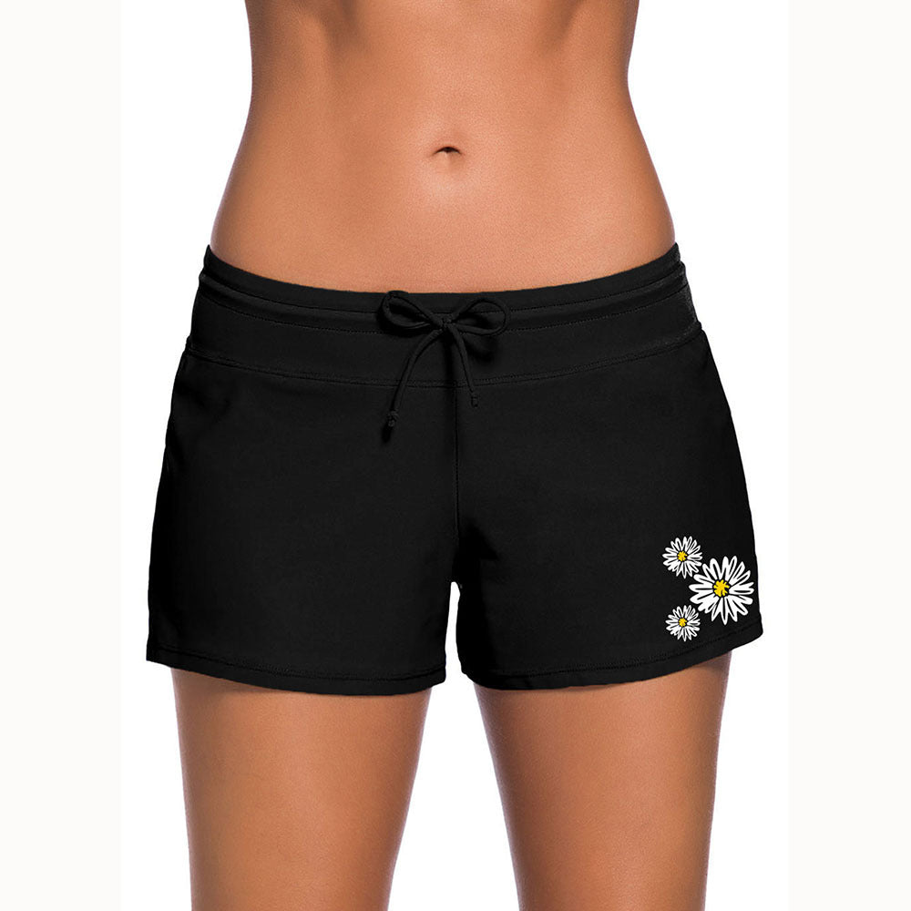 Women's Tie-Front Boxer Swim Shorts with Graphic Design - KaleaBoutique.com