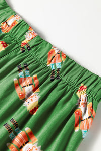 KaleaBoutique Stylish Christmas Candy Contrast Trim Bow Knot Silky 2pcs Pajama Set
