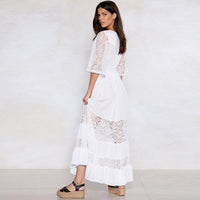 Ladies Cotton And Lace V-neck Beach Dress - KaleaBoutique.com