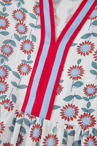 KaleaBoutique Stylish Floral Print Contrast Trim Flutter Sleeve Mini Dress - KaleaBoutique.com
