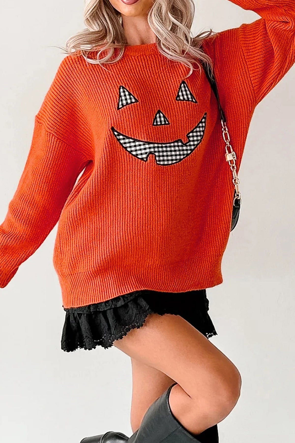 Drop Shoulder Long Sleeve Round Neck Halloween Sweater - KaleaBoutique.com