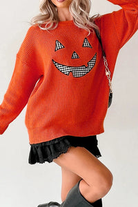Drop Shoulder Long Sleeve Round Neck Halloween Sweater - KaleaBoutique.com