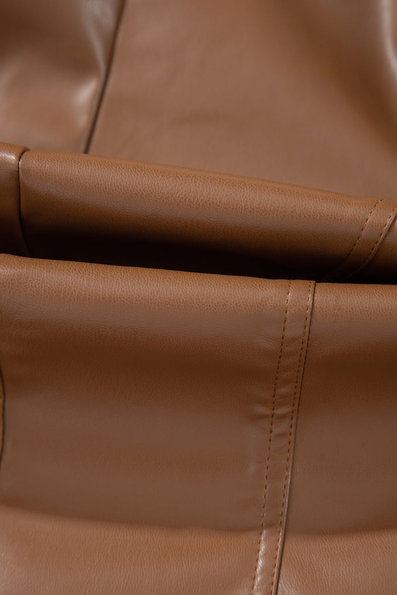 KaleaBoutique Solid Faux Leather Zipper Slim Fit Bomber Jacket - KaleaBoutique.com