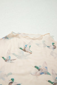 KaleaBoutique Stylish High Neck Western Print Mesh Sheer Long Sleeve Top - KaleaBoutique.com