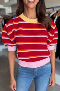 KaleaBoutique Stylish Colorblock Trim Half Sleeve Sweater Top - KaleaBoutique.com