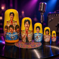 The Beatles Group 5 Piece Nesting Doll Set - Handcrafted Stacking Matryoshka Set - KaleaBoutique.com