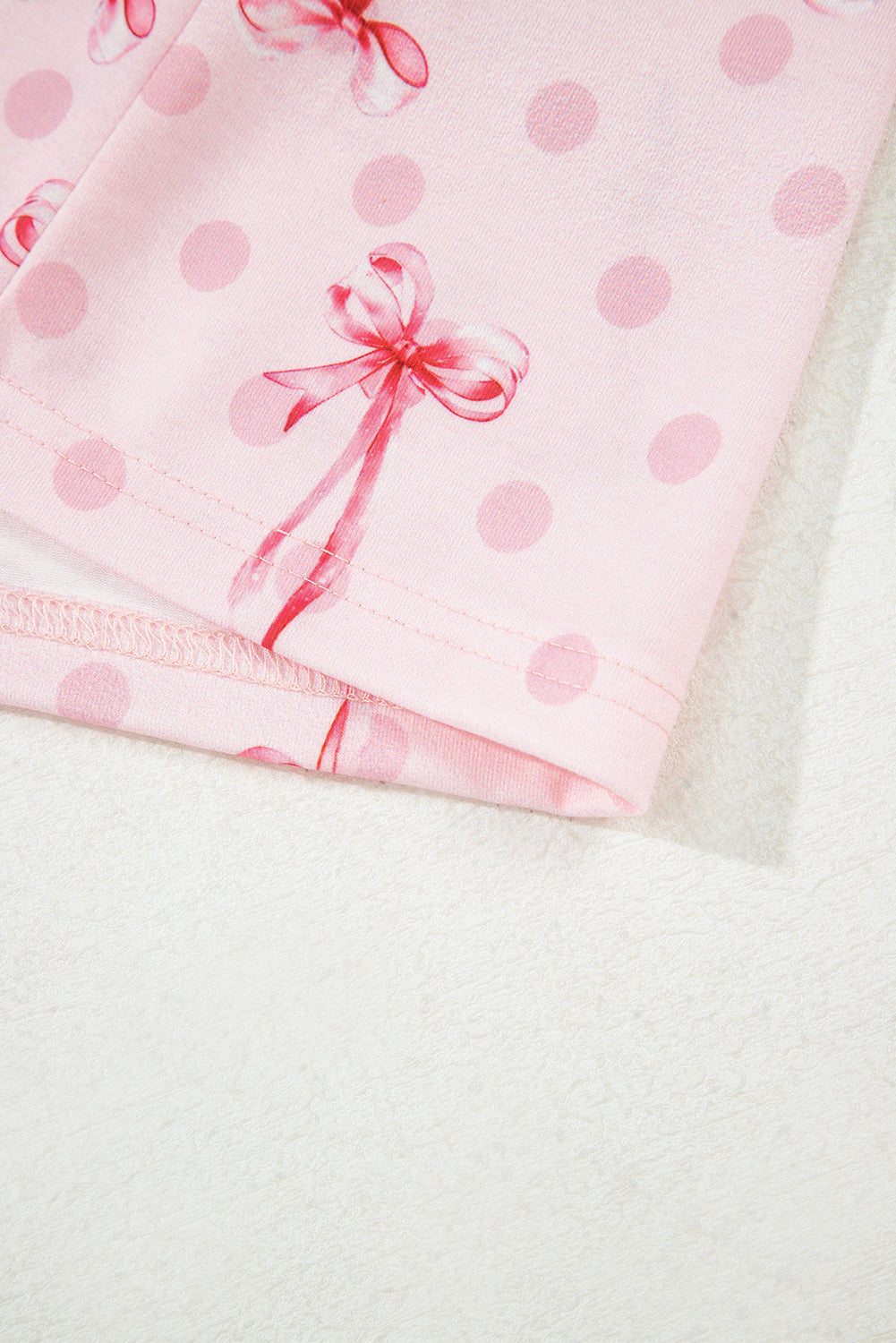 KaleaBoutique Stylish Bow Print Contrast Pipping Short Pajamas Set - KaleaBoutique.com