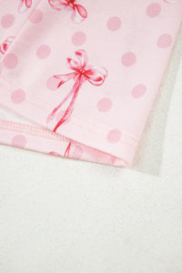 KaleaBoutique Stylish Bow Print Contrast Pipping Short Pajamas Set - KaleaBoutique.com