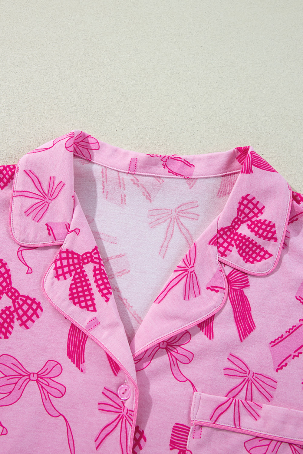 KaleaBoutique Stylish Bow Print Half Sleeve Shirt and Shorts Pajamas Set - KaleaBoutique.com