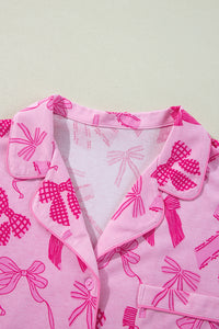 KaleaBoutique Stylish Bow Print Half Sleeve Shirt and Shorts Pajamas Set - KaleaBoutique.com
