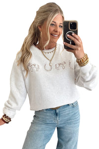 KaleaBoutique Stylish Western Print Embroidered Casual Sweatshirt - KaleaBoutique.com