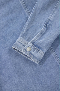 KaleaBoutique Stylish Studded Metal Zipper Rivet Pockets Long Sleeve Denim Jacket - KaleaBoutique.com