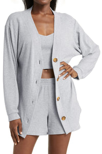 KaleaBoutique Stylish 3 Pieces Rib Crop Camisole Matching Shorts Lounge Set with Cardigan - KaleaBoutique.com