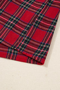 KaleaBoutique Comfortable Dearlovers Plaid Contrast Patched Christmas Holiday Long Sleeve Shirt and Short 2pcs Pajama Set - KaleaBoutique.com