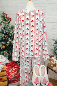 KaleaBoutique Stylish Father Christmas Striped Print Contrast Drawstring Lounge Pant Set - KaleaBoutique.com