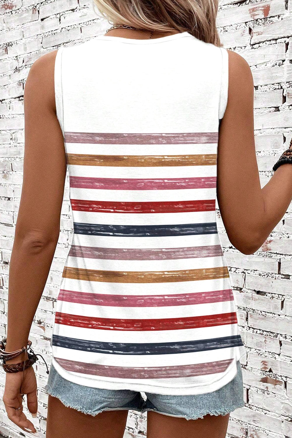 Rainbow Round Neck Tank Top - KaleaBoutique.com