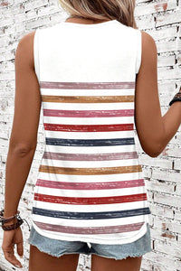 Rainbow Round Neck Tank Top - KaleaBoutique.com
