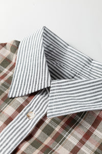 KaleaBoutique Stylish Plaid Print Striped Patchwork Single Chest Pocket Buttoned Shirt - KaleaBoutique.com