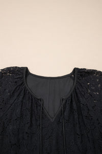 KaleaBoutique Comfortable Floral Lace Overlay Tassel Tie Short Sleeve Beach Vacation Loose Maxi Dress - KaleaBoutique.com