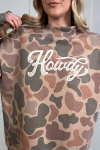 KaleaBoutique Camo Print Howdy Western Style Baggy Pullover Sweatshirt - KaleaBoutique.com