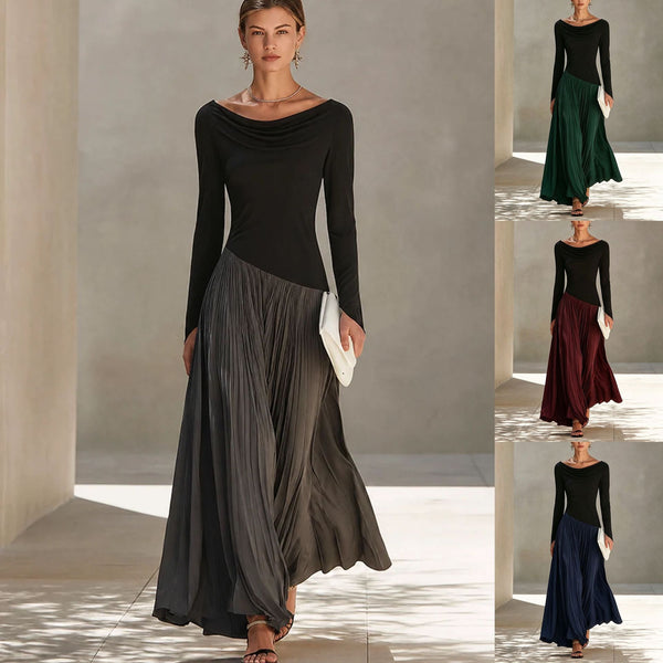 KaleaBoutique Colorblock Crewneck Long Sleeve Maxi Dress - KaleaBoutique.com