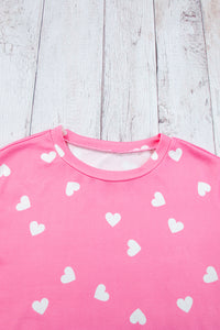 KaleaBoutique Comfortable Valentine Heart Print Long Sleeve Tee and Shorts Lounge Set - KaleaBoutique.com
