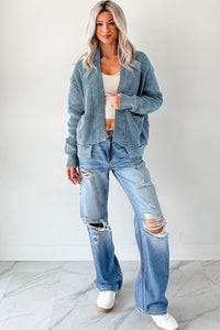 KaleaBoutique Stylish Mineral Wash Exposed Seam Patchwork Knit Open Sweater Cardigan - KaleaBoutique.com