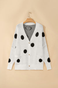KaleaBoutique Stylish Polka Dot Button Front Oversized V Neck Cardigan - KaleaBoutique.com