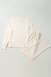 KaleaBoutique Stylish Comfortable Checkered Print Long Sleeve Top and Pants Lounge Set - KaleaBoutique.com