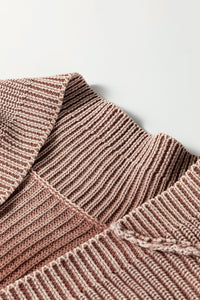 KaleaBoutique Stylish Mineral Wash Exposed Seam Patchwork Knit Open Sweater Cardigan - KaleaBoutique.com