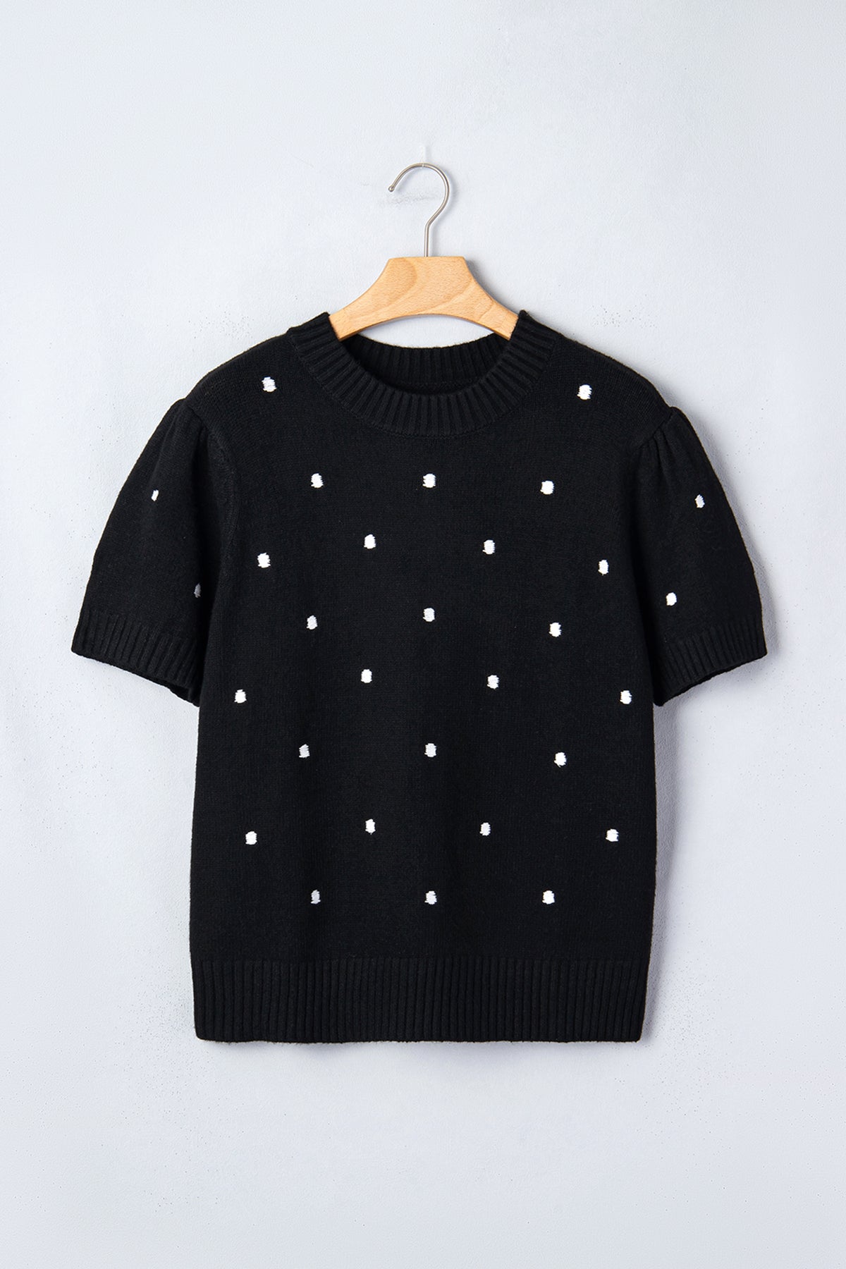KaleaBoutique Comfortable Elegant Polka Dot Bubble Short Sleeve Sweater - KaleaBoutique.com
