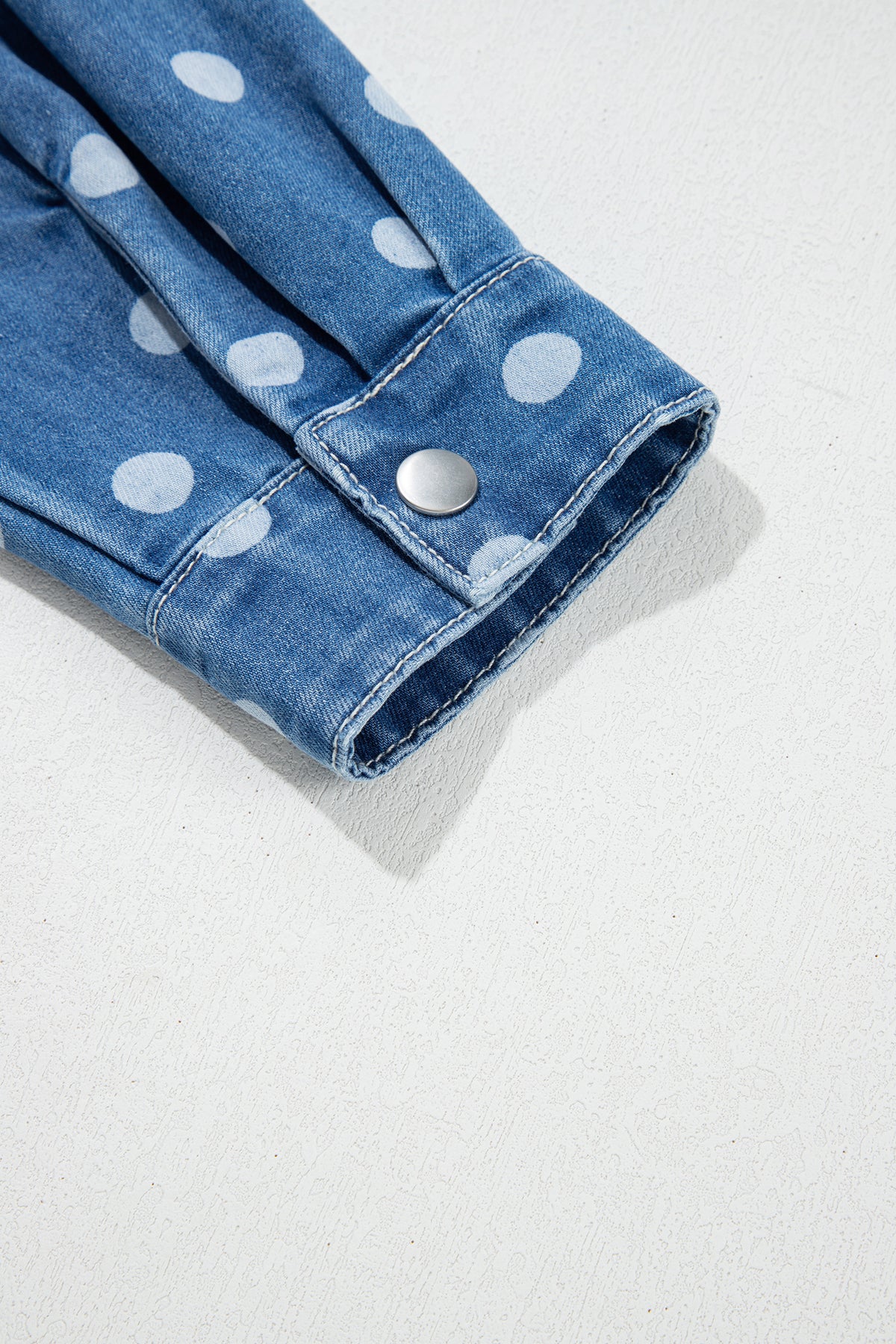 Polka Dot Long Sleeve Collar Shift Tunic Denim Jacket - KaleaBoutique.com