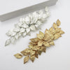 Embossed Metal Leaf Large Hairclip, Gold Leaf Bridal Alligator Hairclip, Leaf Cluster Wedding Headpiece - KaleaBoutique.com