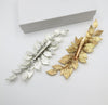 Embossed Metal Leaf Large Hairclip, Gold Leaf Bridal Alligator Hairclip, Leaf Cluster Wedding Headpiece - KaleaBoutique.com