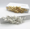 Embossed Metal Leaf Large Hairclip, Gold Leaf Bridal Alligator Hairclip, Leaf Cluster Wedding Headpiece - KaleaBoutique.com