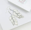 Embossed Metal Leaf Dangle Earrings, Bridal Leaf Fashion Earrings, Boho Wedding Gold Leaf Earrings - KaleaBoutique.com