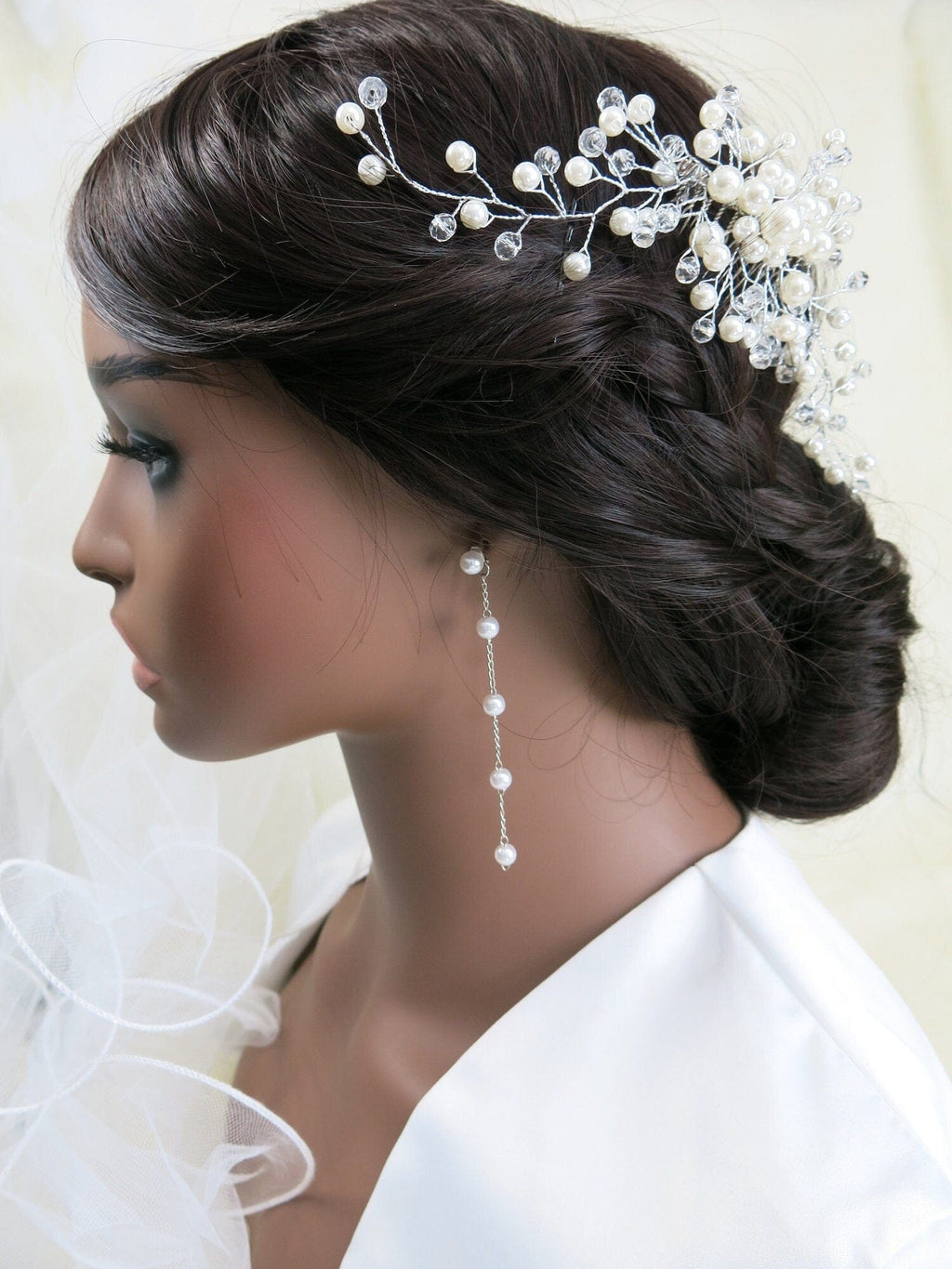 Extra Long 925 Sterling Silver Post Pearl Earrings Boho Wedding Bridal Bridesmaid Prom Pearl Tassel Dangle Chain Stud Fine Jewelry Earrings - KaleaBoutique.com